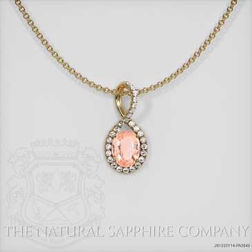 Image of Padparadscha Sapphire Pendant Necklace - Oval 1.97 Ct. - 14K Yellow Gold - #JS1333Y14,PA3840
