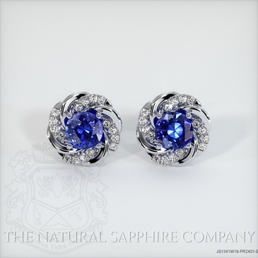 Image of Blue Sapphire Earrings - Round 1.82 Ct. - 18K White Gold - #JS1341W18,PR2401-B