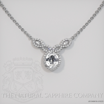 Image of White Sapphire Necklace - Oval 4.01 Ct. - 18K White Gold - #JS1349W18,U10223