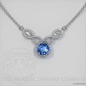 Image of Blue Sapphire Necklace - Round 0.60 Ct. - 14K White Gold - #JS1350W14,B14835