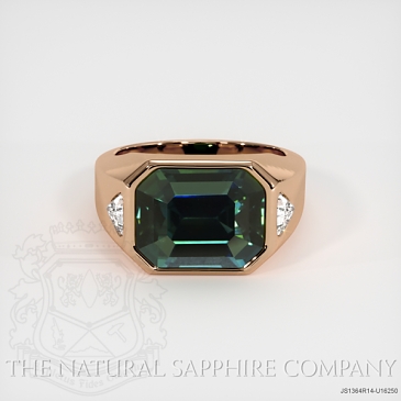Image of Bluish Green Sapphire Ring - Emerald 10.24 Ct. - 14K Rose Gold - #JS1364R14,U16250