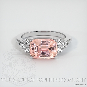 Image of Padparadscha Sapphire Ring - Cushion 4.03 Ct. - Platinum 950 - #JS1365PT,PA3748
