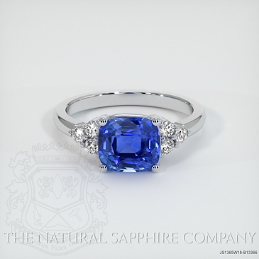 Image of Blue Sapphire Ring - Cushion 2.79 Ct. - 18K White Gold - #JS1365W18,B13366