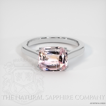 Image of Peach Sapphire Ring - Cushion 3.41 Ct. - 14K White Gold - #JS1367W14,U16924