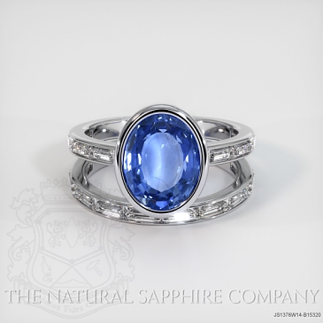 Image of Blue Sapphire Ring - Oval 3.64 Ct. - 14K White Gold - #JS1376W14,B15320