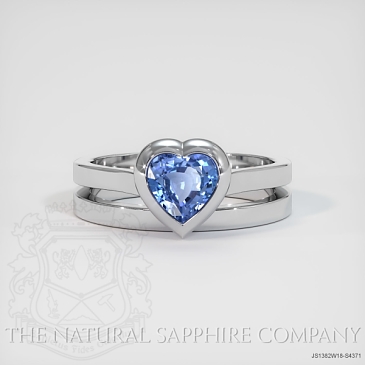 Image of Blue Sapphire Ring - Heart 1.50 Ct. - 18K White Gold - #JS1382W18,S4371