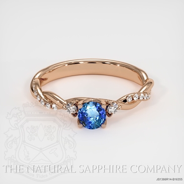 Image of Blue Sapphire Ring - Round 0.56 Ct. - 14K Rose Gold - #JS1386R14,B16355