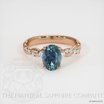 Image of Greenish Blue Sapphire Ring - Oval 2.14 Ct. - 14K Rose Gold - #JS1386R14,S5116