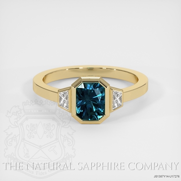 Image of Greenish Blue Sapphire Ring - Radiant 1.36 Ct. - 14K Yellow Gold - #JS1387Y14,U17276