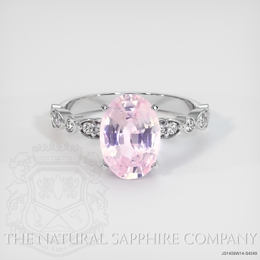 Image of Purplish Pink Sapphire Ring - Oval 3.12 Ct. - 14K White Gold - #JS1409W14,S4049
