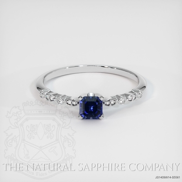 Image of Blue Sapphire Ring - Asscher 0.42 Ct. - 14K White Gold - #JS1409W14,S5561
