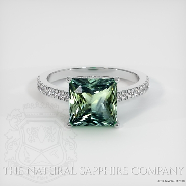 Image of Green Sapphire Ring - Princess 4.09 Ct. - 14K White Gold - #JS1414W14,U17010
