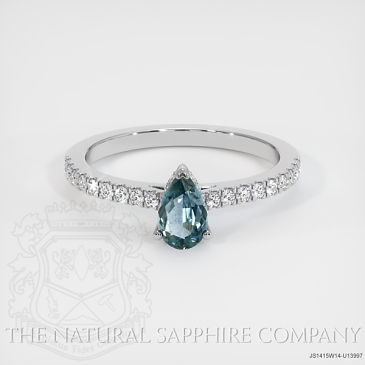Image of Grayish Blue Sapphire Ring - Pear 0.46 Ct. - 14K White Gold - #JS1415W14,U13997