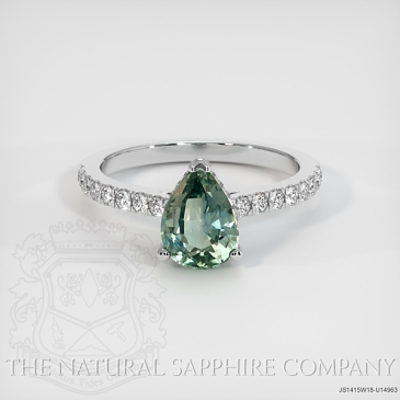 Image of Greenish Blue Sapphire Ring - Pear 1.56 Ct. - 18K White Gold - #JS1415W18,U14963