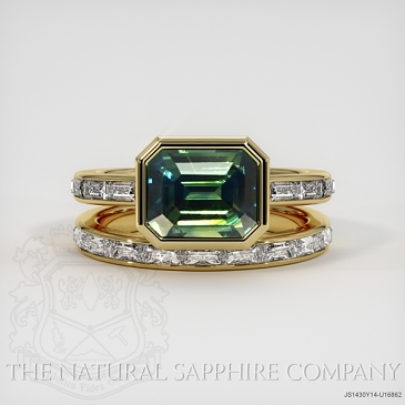 Image of Green Sapphire Ring - Emerald Cut 2.66 Ct. - 14K Yellow Gold - #JS1430Y14,U16862