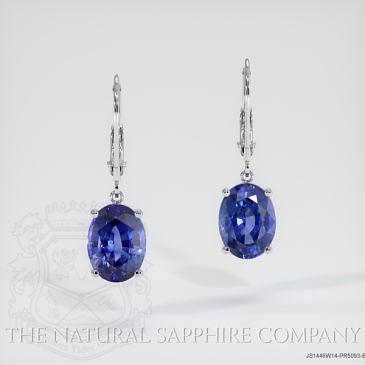 Image of Blue Sapphire Earrings - Oval 2.77 Ct. - 14K White Gold - #JS1446W14,PR5093-B