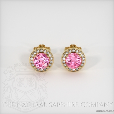 Image of Pink Sapphire Earrings - Round 1.19 Ct. - 14K Yellow Gold - #JS1450Y14,PR4955-P