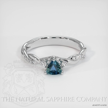 Image of Greenish Blue Sapphire Ring - Trillion 0.36 Ct. - Platinum 950 - #JS1457PT,U14763