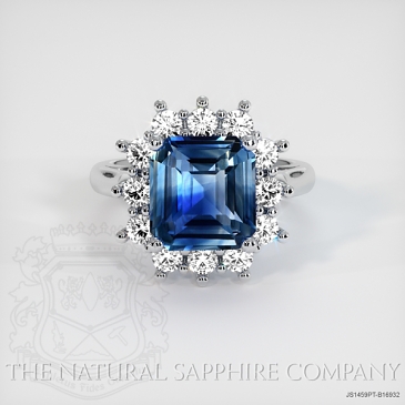 Image of Blue Sapphire Ring - Emerald 5.12 Ct. - Platinum 950 - #JS1459PT,B16932