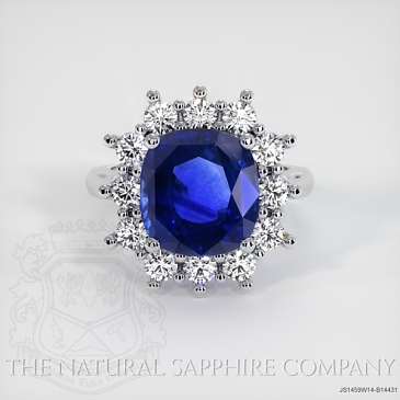 Image of Blue Sapphire Ring - Cushion 5.42 Ct. - 14K White Gold - #JS1459W14,B14431