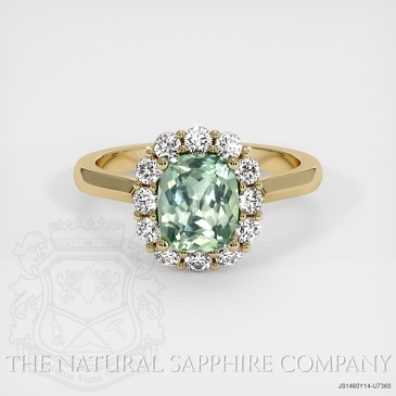 Image of Yellowish Green Sapphire Ring - Cushion 2.31 Ct. - 14K Yellow Gold - #JS1460Y14,U7360