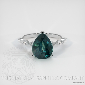 Image of Greenish Blue Sapphire Ring - Pear 5.05 Ct. - Platinum 950 - #JS1463PT,U14946