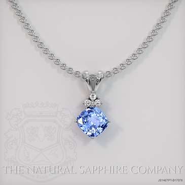Image of Blue Sapphire Pendant Necklace - Cushion 1.28 Ct. - Platinum 950 - #JS1467PT,B17078