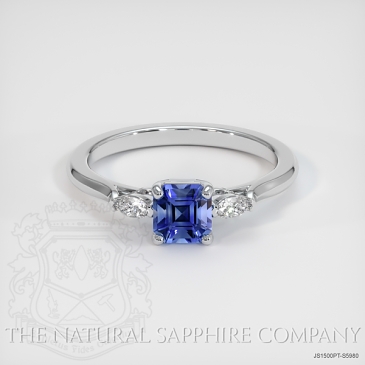 Image of Blue Sapphire Ring - Asscher 0.91 Ct. - Platinum 950 - #JS1500PT,S5980