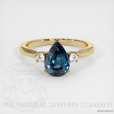 Image of Greenish Blue Sapphire Ring - Pear 2.58 Ct. - 14K Yellow Gold - #JS1510Y14,B15150