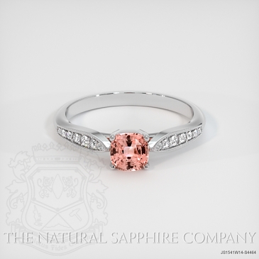 Image of Padparadscha Sapphire Ring - Cushion 0.51 Ct. - 14K White Gold - #JS1541W14,S4464