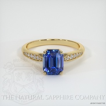 Image of Blue Sapphire Ring - Emerald Cut 2.04 Ct. - 18K Yellow Gold - #JS1541Y18,B17105