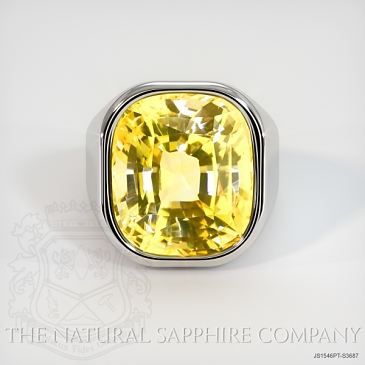Image of Yellow Sapphire Ring - Cushion 23.87 Ct. - Platinum 950 - #JS1546PT,S3687