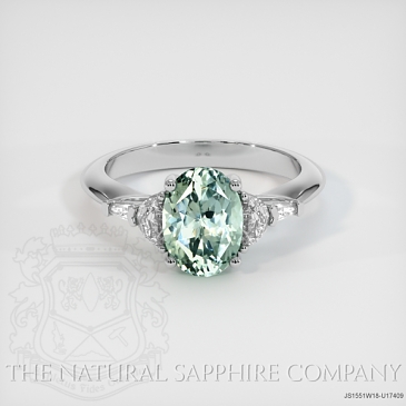 Image of Bluish Green Sapphire Ring - Oval 1.73 Ct. - 18K White Gold - #JS1551W18,U17409