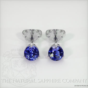 Image of Blue Sapphire Earrings - Round 2.18 Ct. - 18K White Gold - #JS155W18,PR2402-B