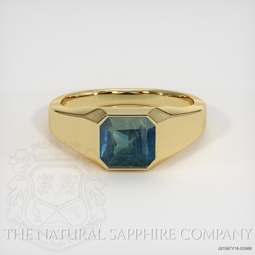 Image of Bluish Green Sapphire Ring - Asscher 2.26 Ct. - 18K Yellow Gold - #JS1567Y18,S3988