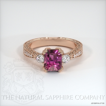 Image of Pinkish Purple Sapphire Ring - Radiant 2.16 Ct. - 18K Rose Gold - #JS156R18,U7130