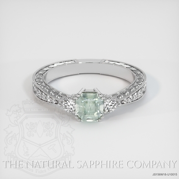 Image of Gray Sapphire Ring - Asscher 1.37 Ct. - 18K White Gold - #JS156W18,U10015
