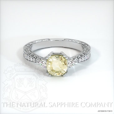 Image of Yellow Sapphire Ring - Cushion 1.16 Ct. - 18K White Gold - #JS156W18,Y3813