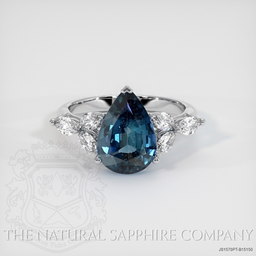 Image of Greenish Blue Sapphire Ring - Pear 2.58 Ct. - Platinum 950 - #JS1570PT,B15150