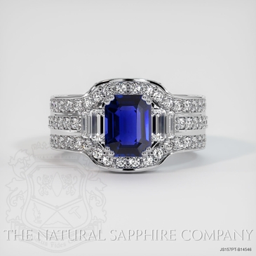 Image of Blue Sapphire Ring - Emerald 2.29 Ct. - Platinum 950 - #JS157PT,B14546