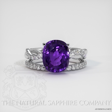 Image of Color Change Sapphire Ring - Cushion 4.07 Ct. - 18K White Gold - #JS1595W18,U14674