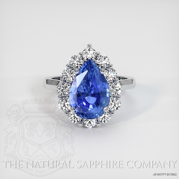 Image of Blue Sapphire Ring - Pear 3.71 Ct. - Platinum 950 - #JS1607PT,B15862