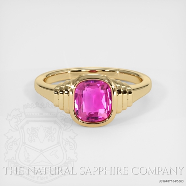 Image of Pink Sapphire Ring - Cushion 2.06 Ct. - 18K Yellow Gold - #JS1640Y18,P5883