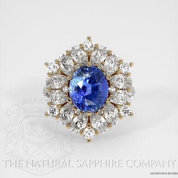 Image of Blue Sapphire Ring - Oval 3.49 Ct. - 18K Yellow & White - #JS1650YW18,B14588