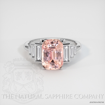 Image of Padparadscha Sapphire Ring - Cushion 4.03 Ct. - 14K White Gold - #JS167W14,PA3748