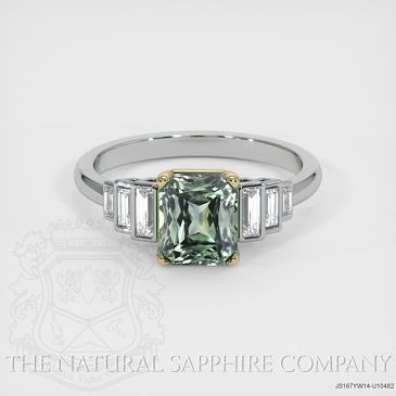 Image of Green Sapphire Ring - Radiant 2.30 Ct. - 14K Yellow & White - #JS167YW14,U10482
