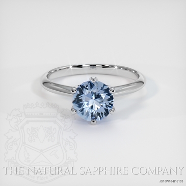 Image of Blue Sapphire Ring - Round 1.05 Ct. - 18K White Gold - #JS18W18,B16183