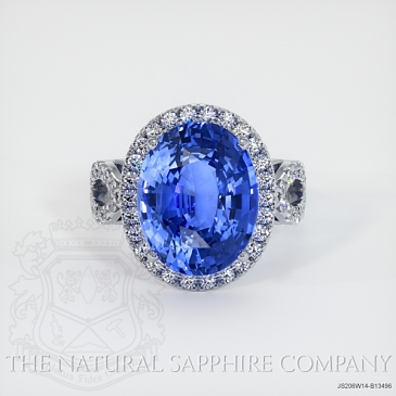 Image of Blue Sapphire Ring - Oval 9.72 Ct. - 14K White Gold - #JS206W14,B13496