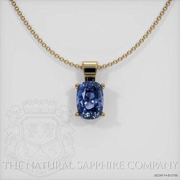 Image of Blue Sapphire Pendant Necklace - Cushion 1.70 Ct. - 14K Yellow Gold - #JS238Y14,B13788