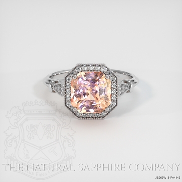 Image of Padparadscha Sapphire Ring - Radiant 3.09 Ct. - 18K White Gold - #JS269W18,PA4143